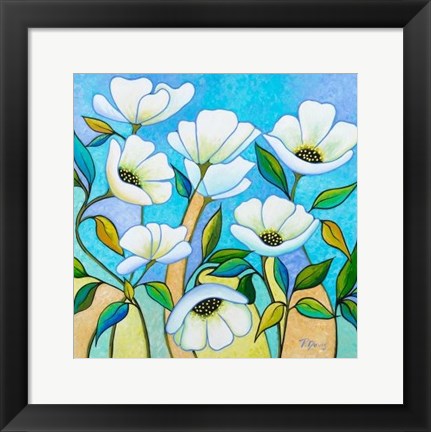Framed White Poppies Print