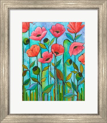 Framed Coral Poppies Print