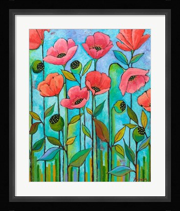 Framed Coral Poppies Print
