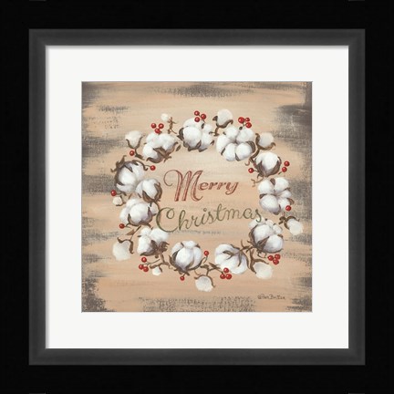 Framed Cotton Wreath Holiday Print