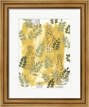 Framed Hello Cheetah - Green Print