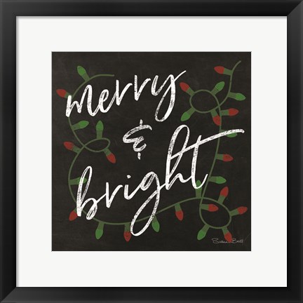 Framed Merry &amp; Bright Chalkboard Print
