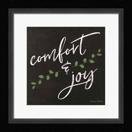 Framed Comfort &amp; Joy Chalkboard Print