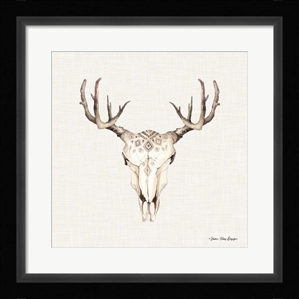 Framed Boho Steer Head I Print