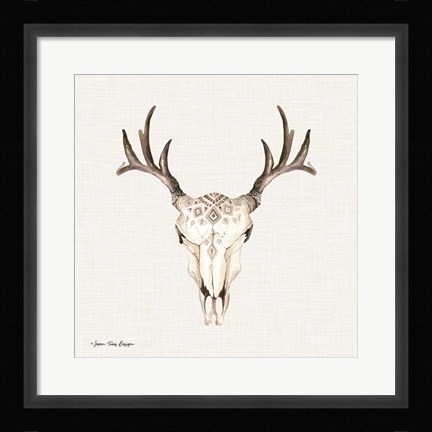 Framed Boho Steer Head II Print