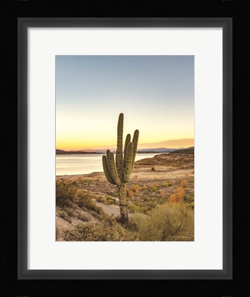 Framed Desert Cactus Sunset Print
