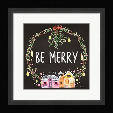 Framed Be Merry Wreath Print