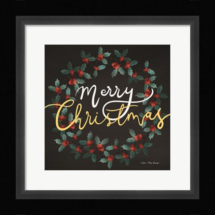Framed Merry Christmas Wreath Print