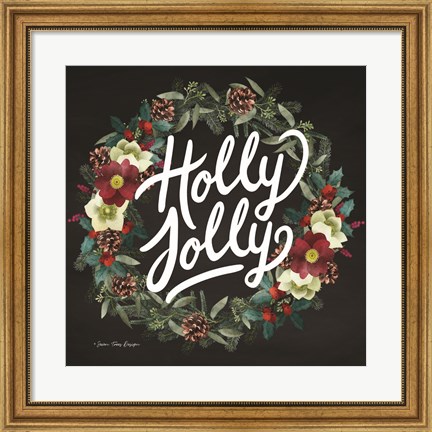 Framed Holly Jolly Wreath Print