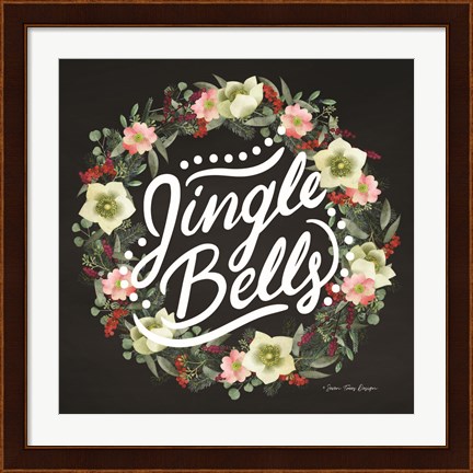 Framed Jingle Bells Wreath Print