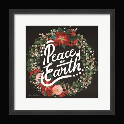 Framed Peace on Earth Wreath Print