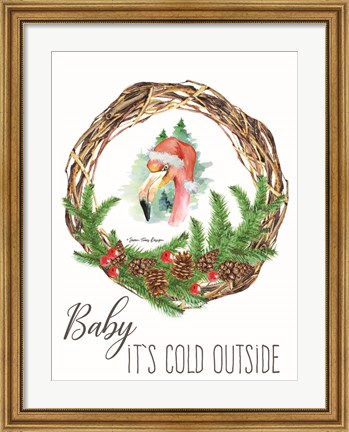 Framed Baby It&#39;s Cold Outside Wreath Print