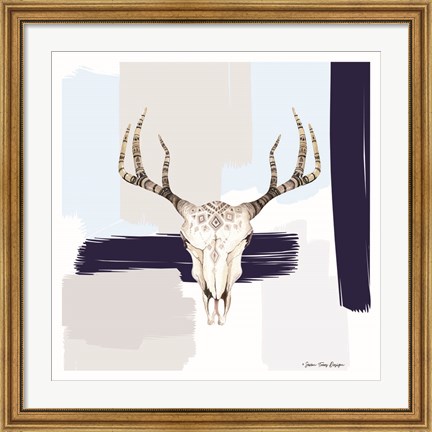 Framed Colored Steer Head I Print