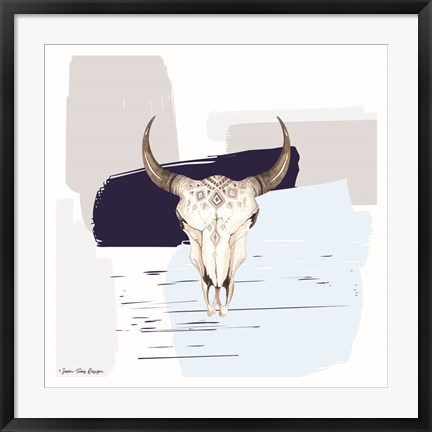 Framed Colored Steer Head II Print
