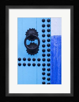 Framed Detail of Blue Door, Chefchaouen, Morocco Print
