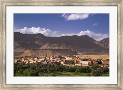 Framed Oasis City of Tinerhir beneath foothills of the Atlas Mountains, Morocco Print