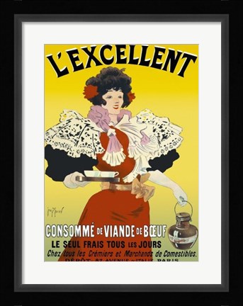 Framed L'excellent, Consomme de Viande de Boeuf Print