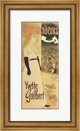 Framed Ambassadeurs - Yvette Guilbert Tous les Soirs Print