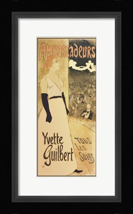 Framed Ambassadeurs - Yvette Guilbert Tous les Soirs Print
