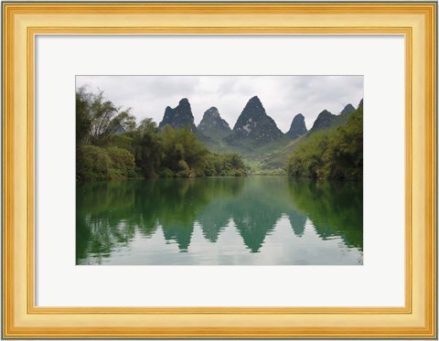 Framed Karst Hills with Longjiang River, Yizhou, Guangxi Province, China Print