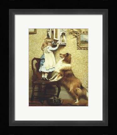 Framed Little Girl and Her Sheltie Print
