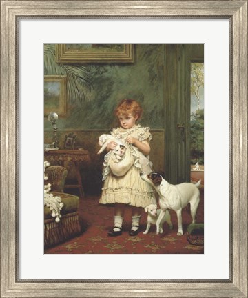 Framed Girl with Dogs Print