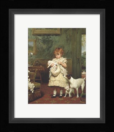 Framed Girl with Dogs Print