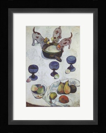 Framed Still Life with Three Puppies Print