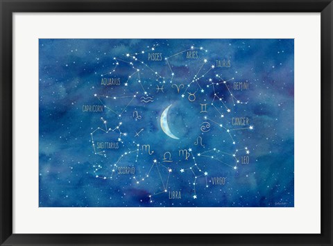 Framed Star Sign with Moon Landscape Print