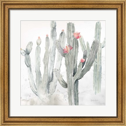 Framed Cactus Garden Gray Blush II Print