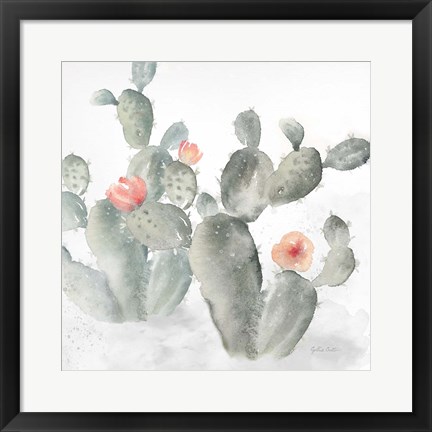 Framed Cactus Garden Gray Blush III Print