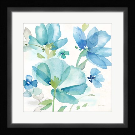 Framed Blue Poppy Field I Print