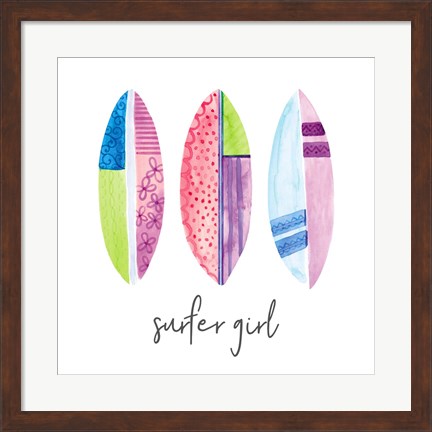 Framed Sports Girl Surfer Print