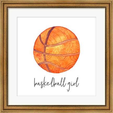 Framed Sports Girl Basketball Print