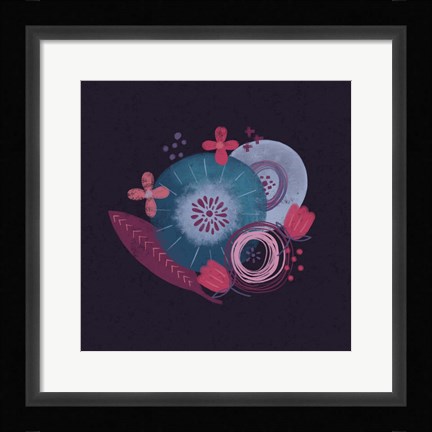 Framed Dark Purple Florals III Print