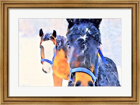 Framed Snow Horses Print