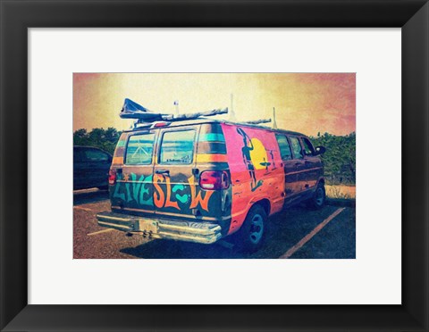Framed Beach Van at Sunset Print