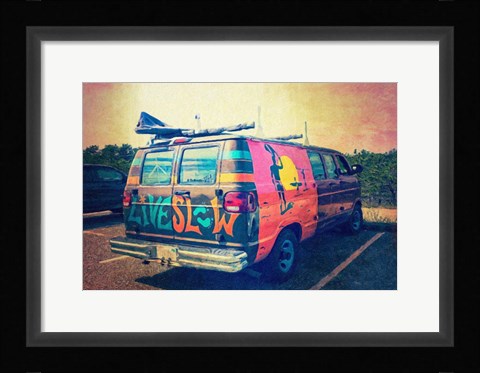Framed Beach Van at Sunset Print