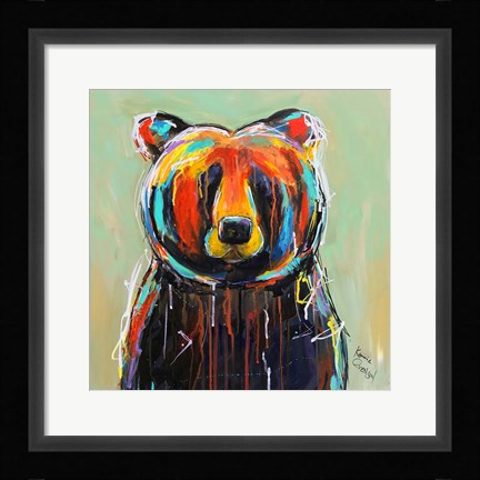 Framed Painted Black Bear Print