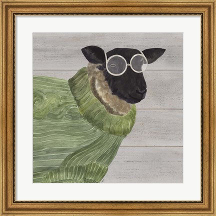 Framed Intellectual Animals IV Sheep and Sweater Print
