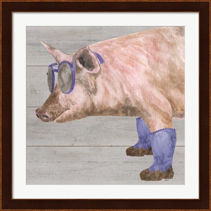 Framed Intellectual Animals V Pig in Boots Print