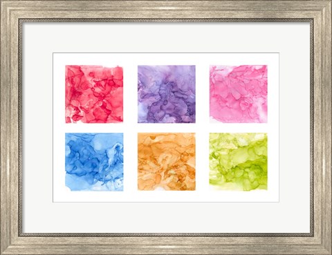 Framed Bright Mineral Abstracts 6up Print