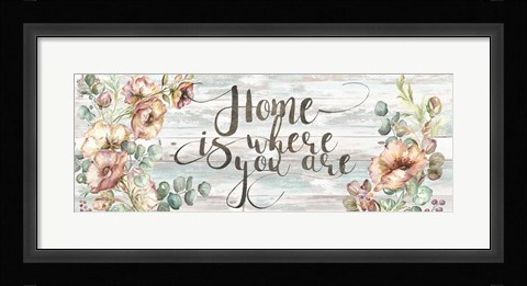 Framed Blush Poppies and Eucalyptus Home Sign Print