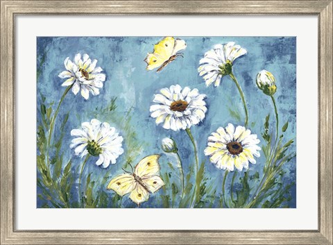 Framed Daisies and Butterfly Meadow Print