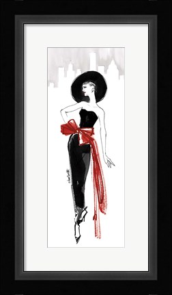 Framed Fifties Fashion IV Red Scarf Print