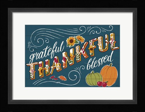 Framed Thankful I Blue Print