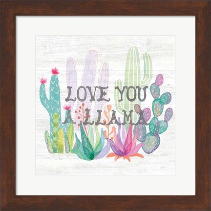 Framed Lovely Llamas Cactus Love Print