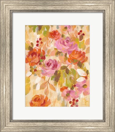 Framed Pink and Orange Brocade II Print