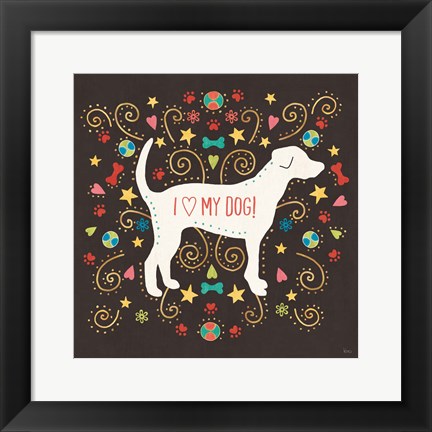 Framed Otomi Dogs II Dark Print