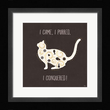 Framed Otomi Cats V Dark Neutral Print